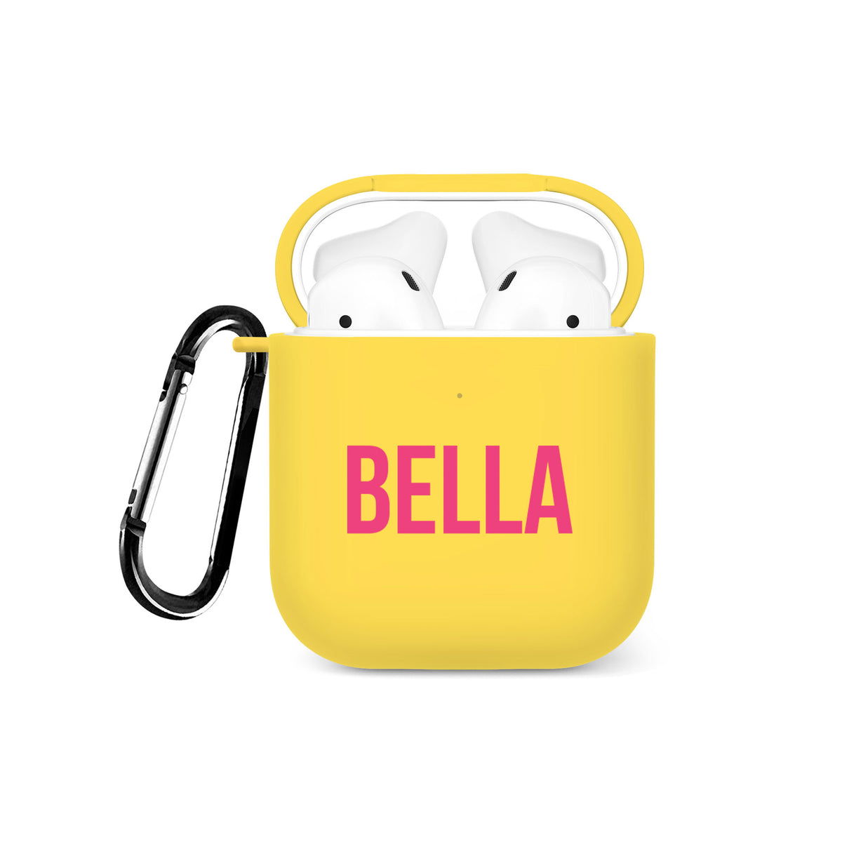 Personalised Soft AirPods Case Cover Custom Name Pink Purple on Yellow