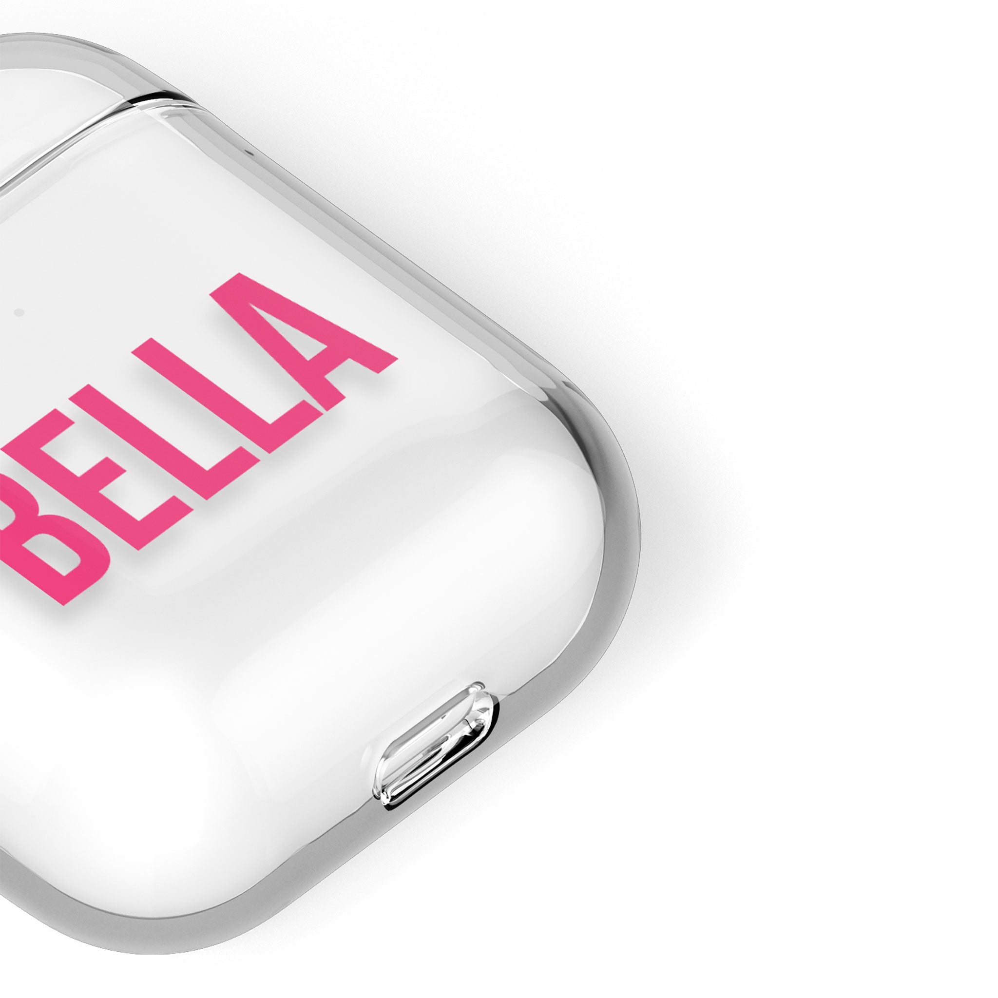 Personalised AirPods Case Clear Cover Custom Name Pink Purple