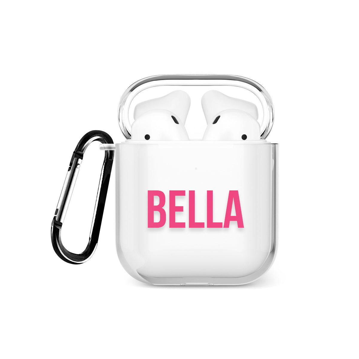 Personalised AirPods Case Clear Cover Custom Name Pink Purple