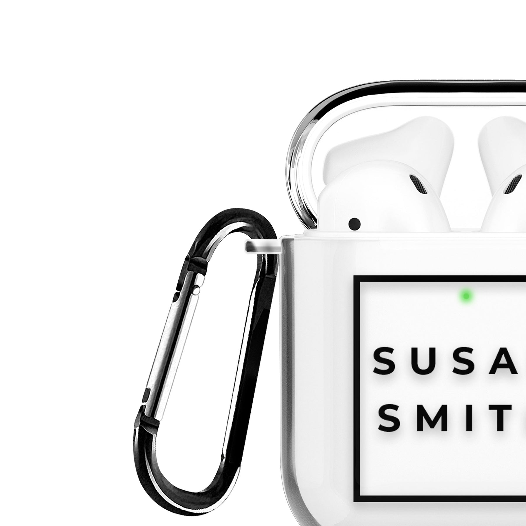 Personalised AirPods Case Clear Cover Custom Name Squared Black