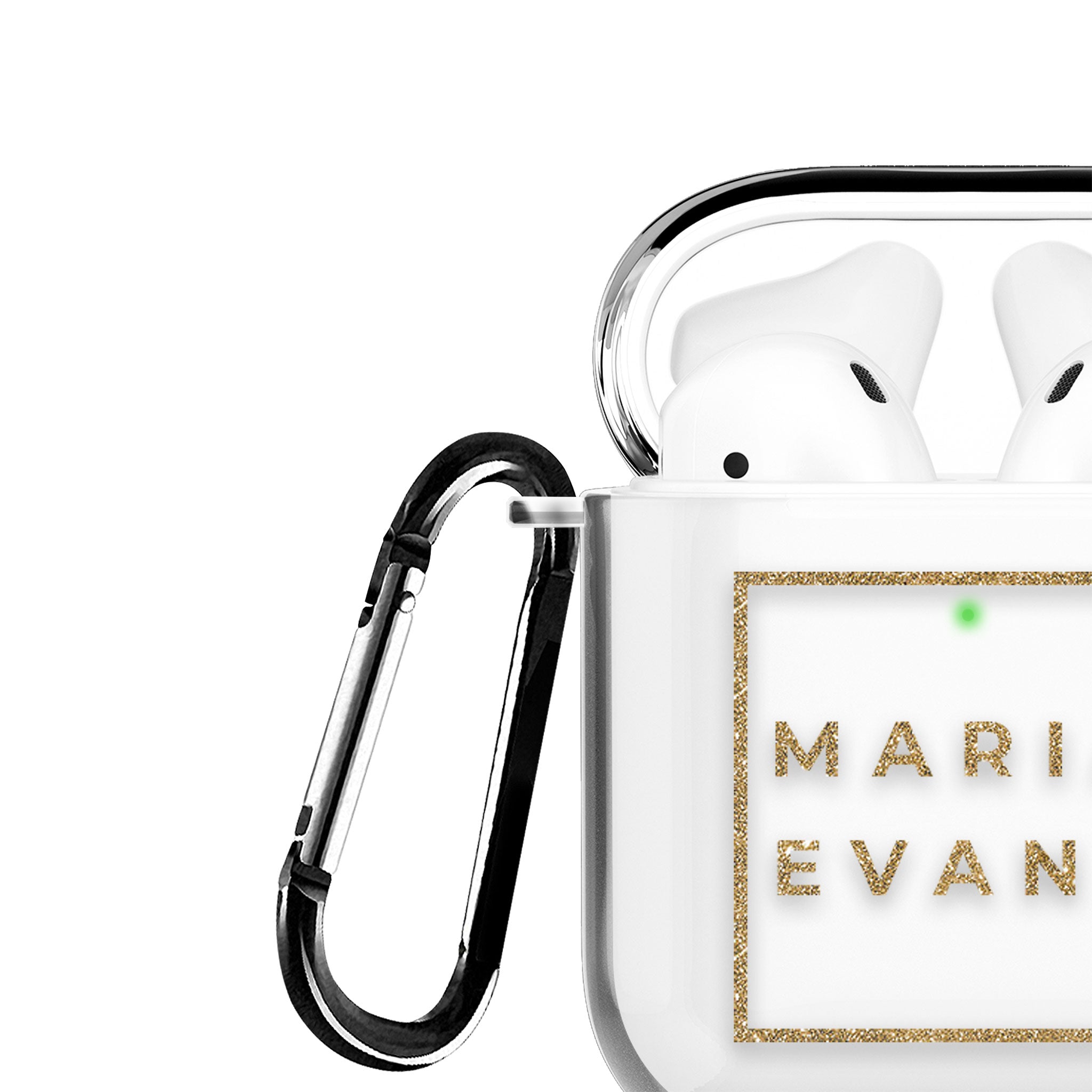 Personalised AirPods Case Clear Cover Custom Name in Gold Square