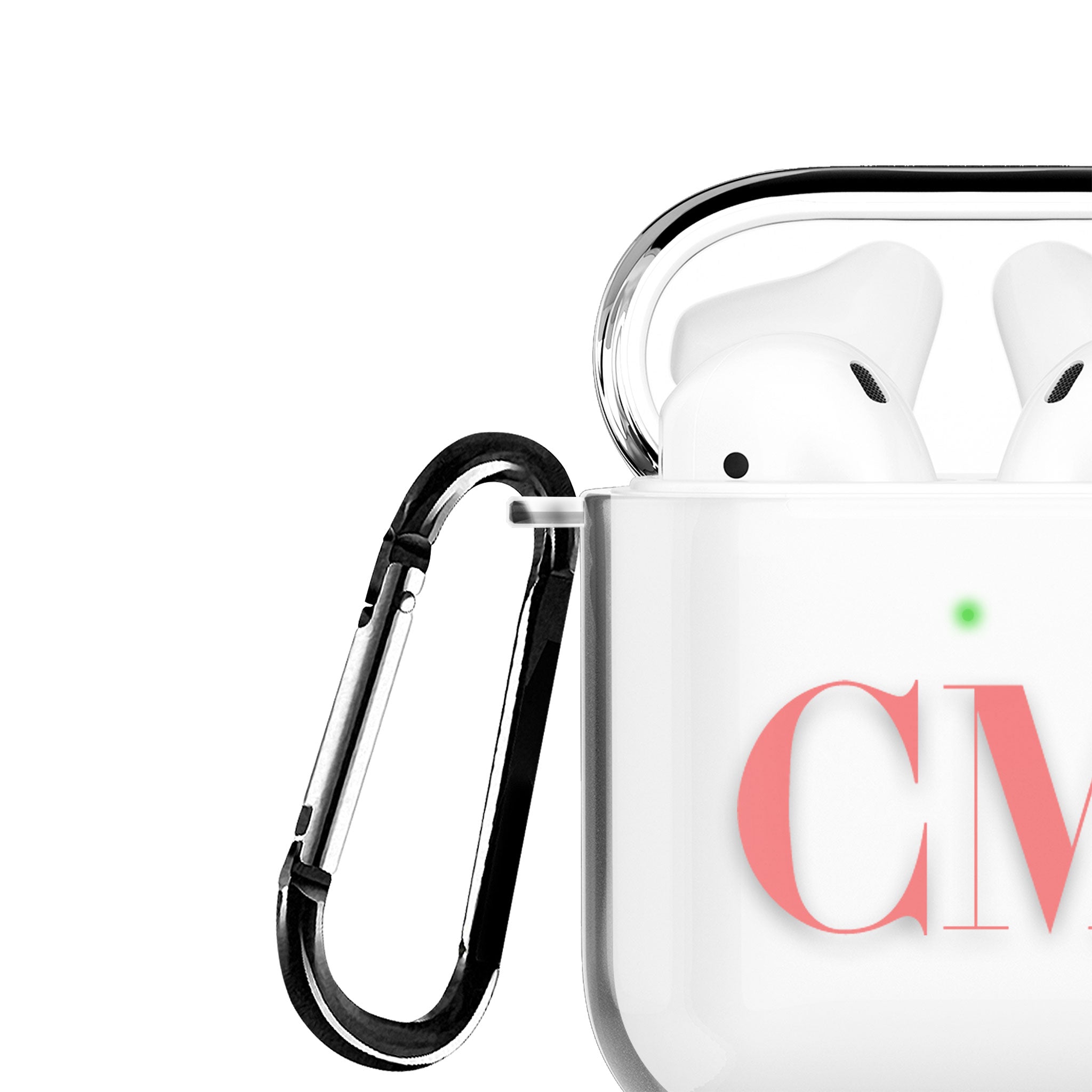 Personalised AirPods Case Clear Cover Custom Name Pink Big Monogram