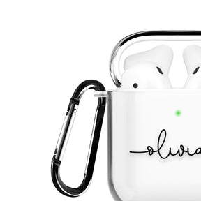 Personalised Airpods Case Custom Name White