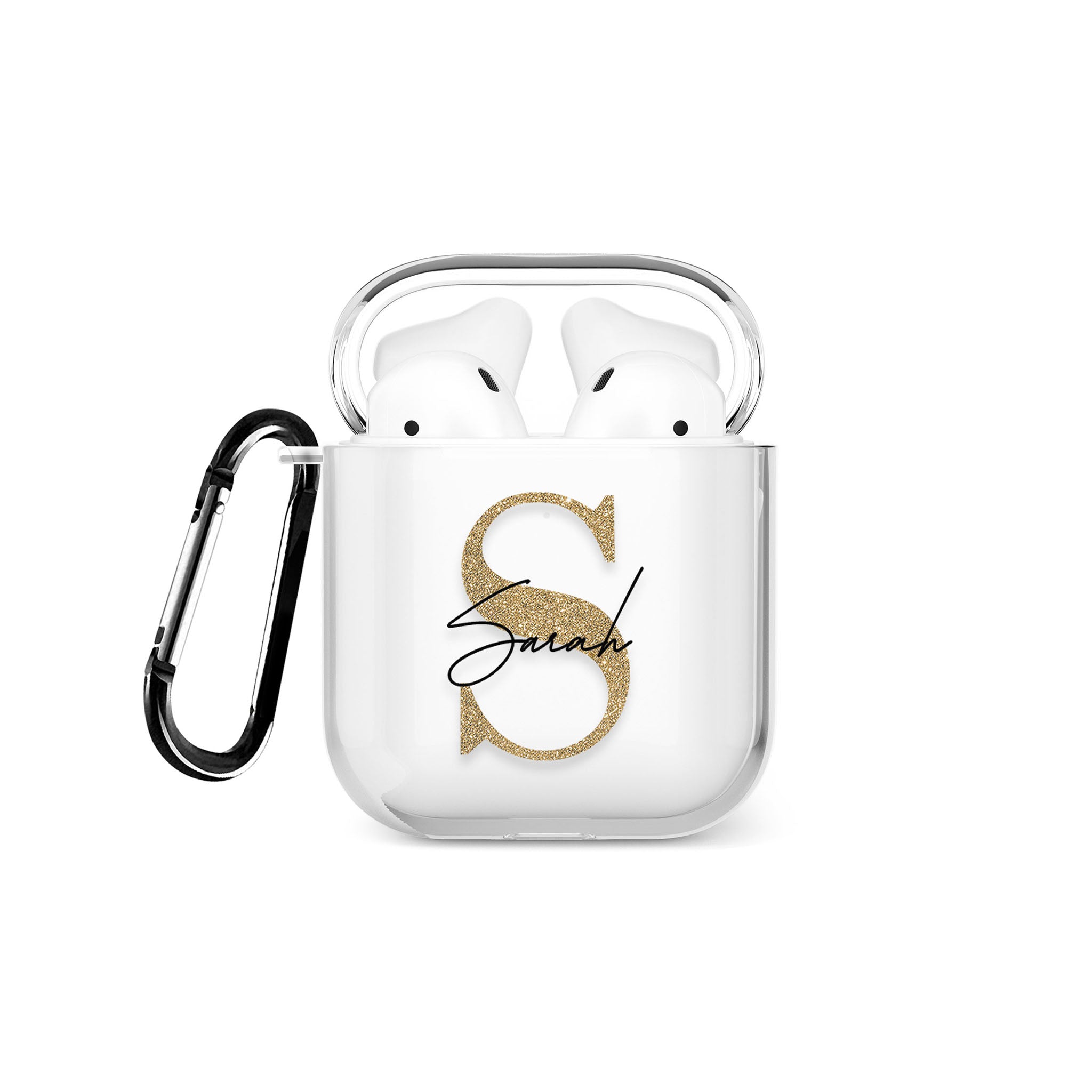 Personalised AirPods Case Golden Glitter