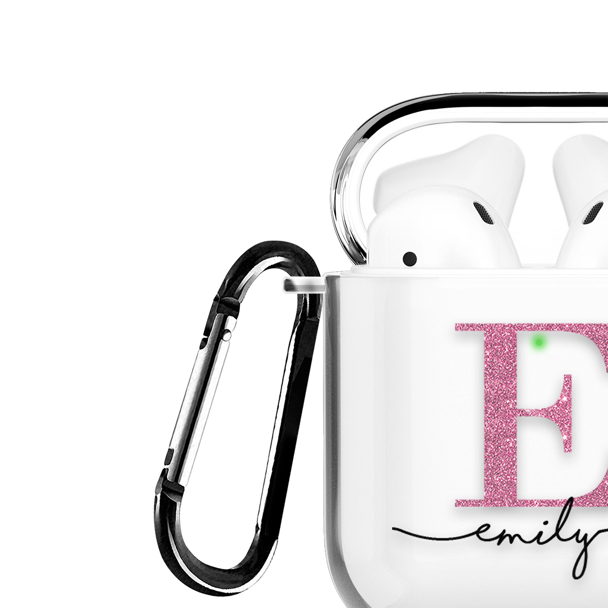 Personalised AirPods Case Clear Cover Custom Name Rose Gold Pink Glitter Monogram
