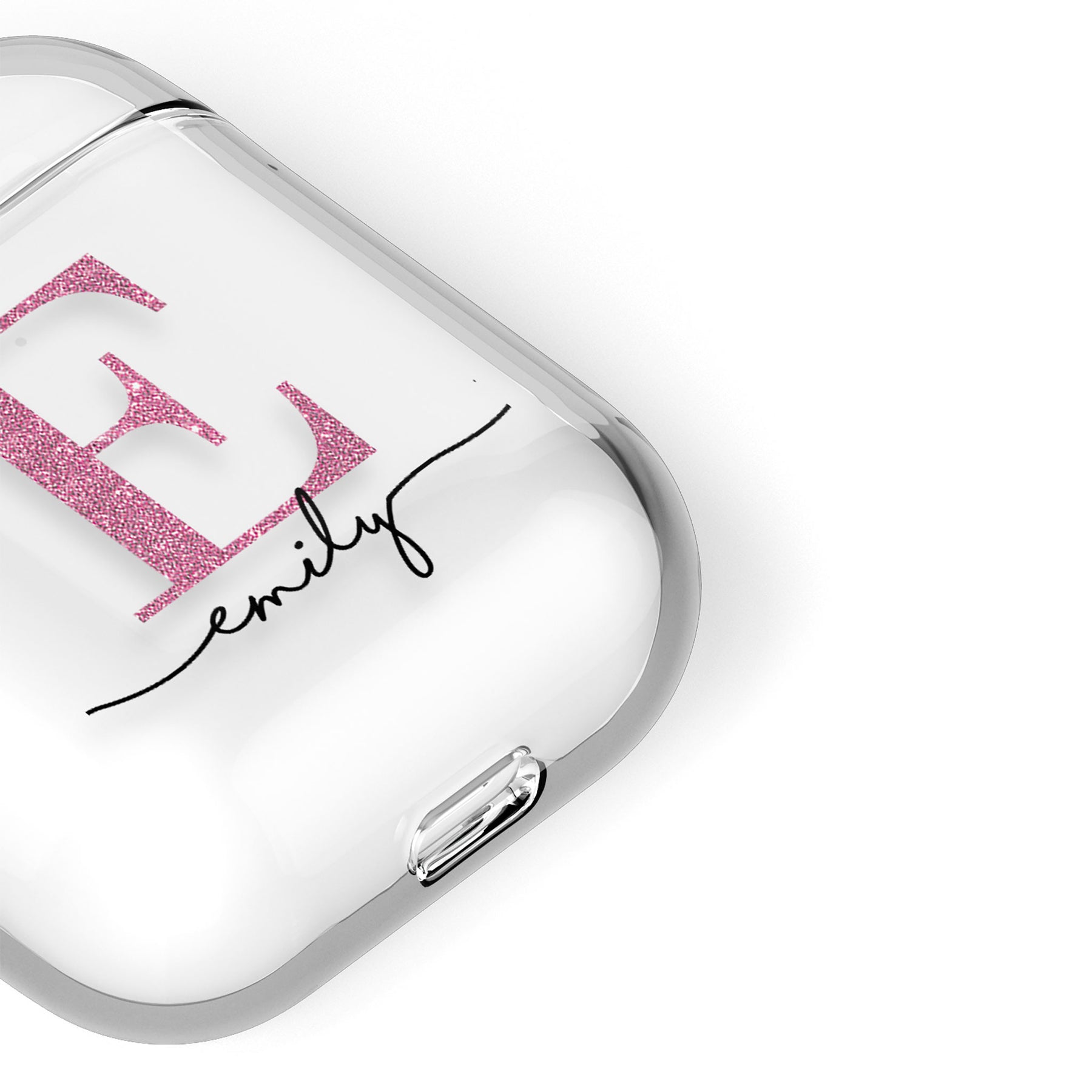 Personalised AirPods Case Clear Cover Custom Name Rose Gold Pink Glitter Monogram