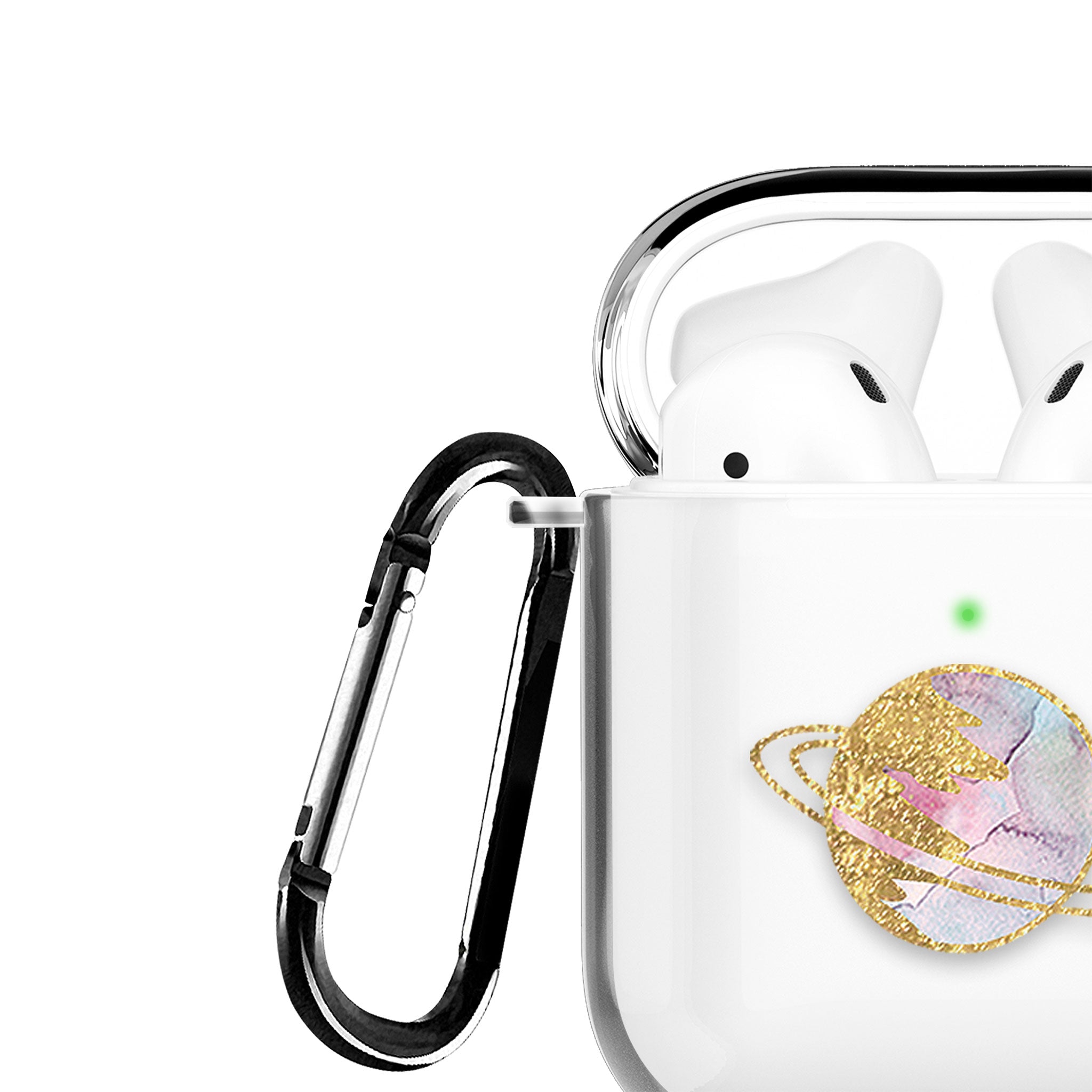 Personalised AirPods Case Clear Cover Custom Name Golden Planet Stars