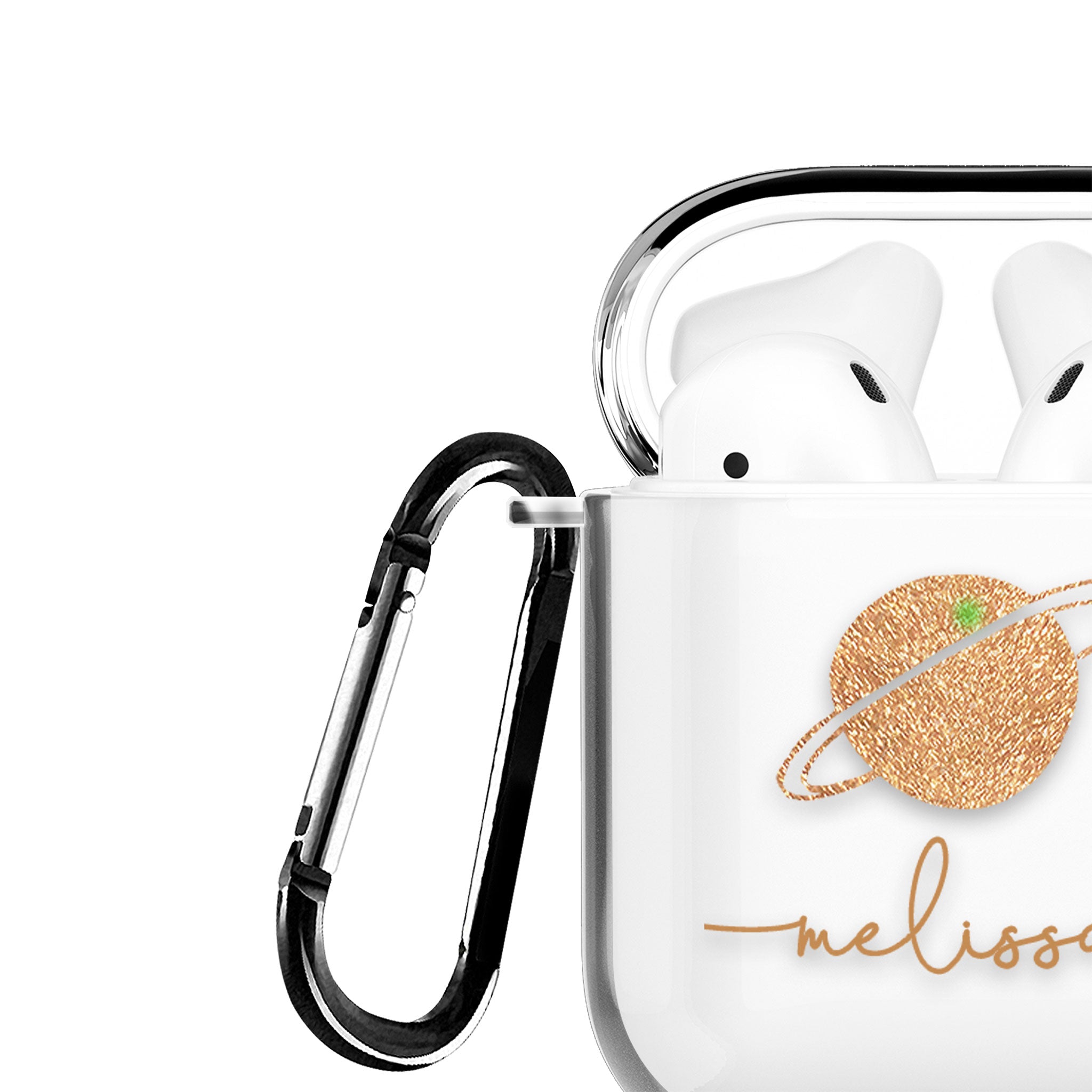 Personalised AirPods Case Clear Cover Custom Name Rose Gold Planet