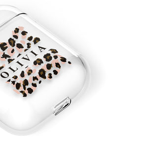 Personalised AirPods Case Clear Cover Custom Name Animal Print