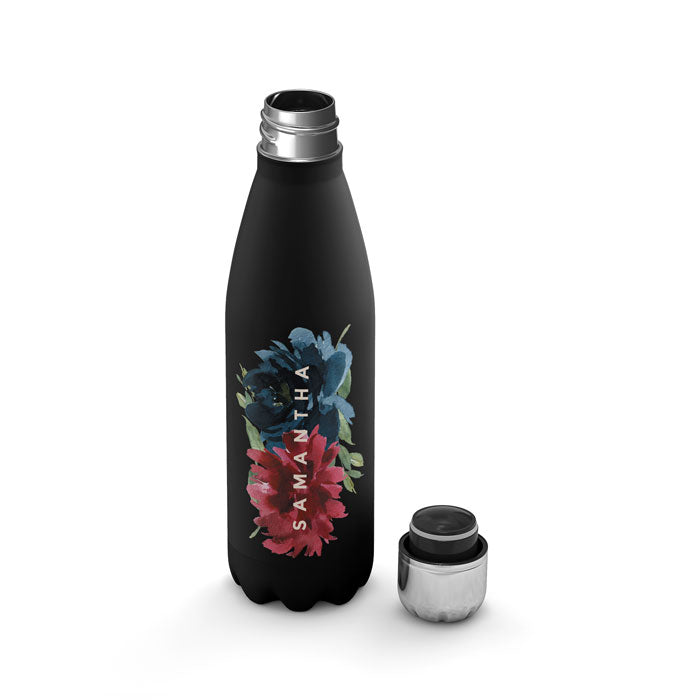 Personalised Water Bottle - Vintage Roses Peonies