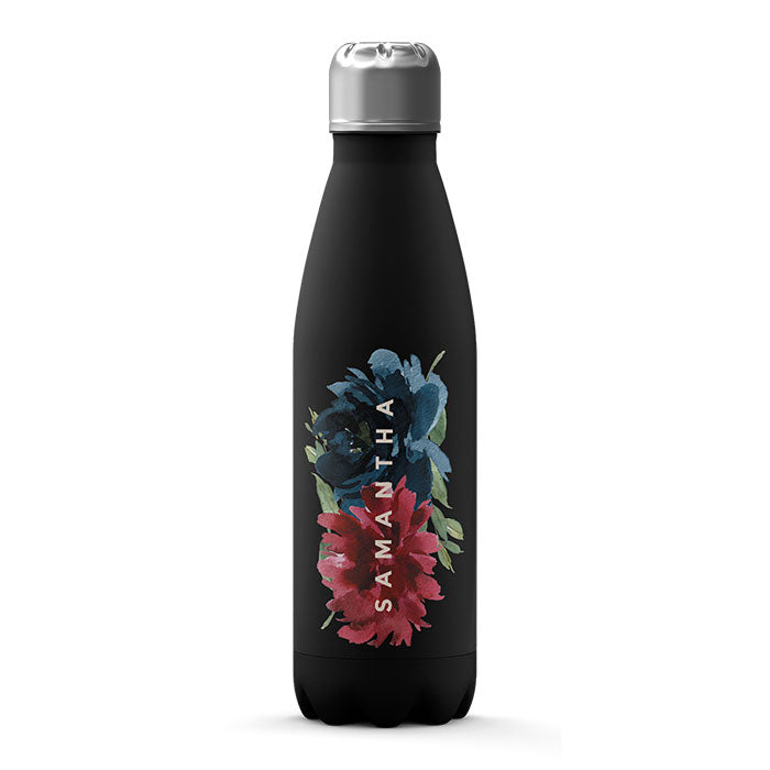 Personalised Water Bottle - Vintage Roses Peonies