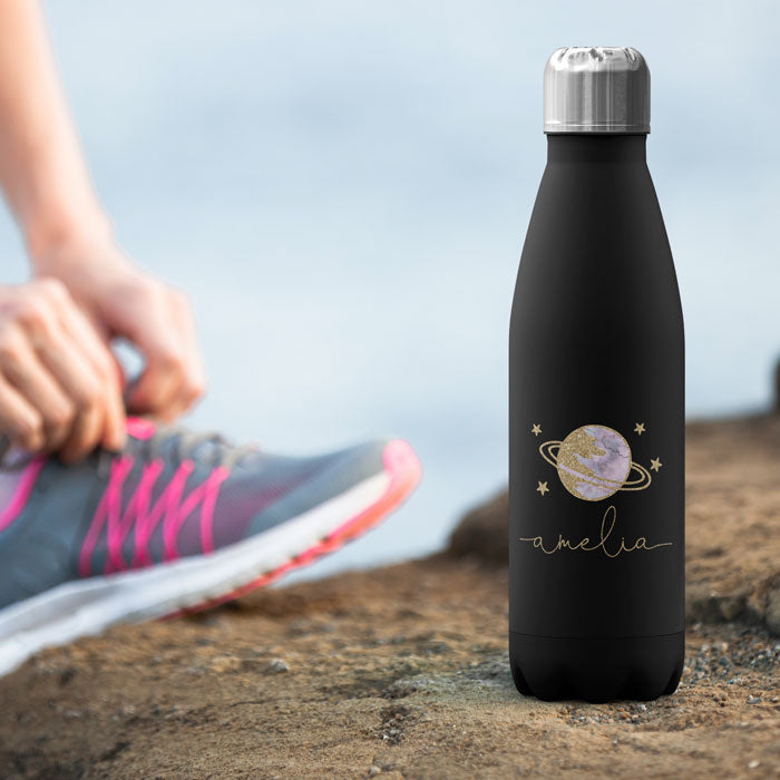 Personalised Water Bottle - Planet Stars Gold Colourful