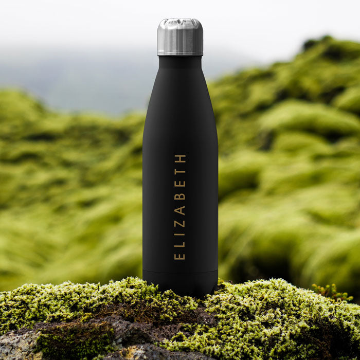 Personalised Water Bottle - Name on Black