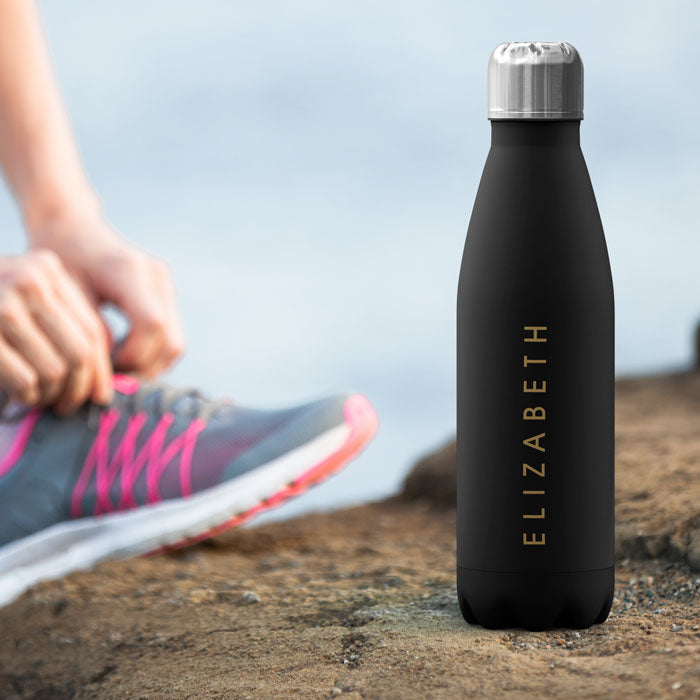 Personalised Water Bottle - Name on Black