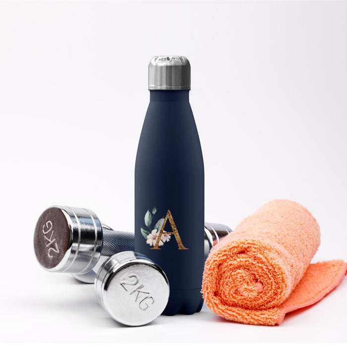 Personalised Water Bottle - Golden Monogram