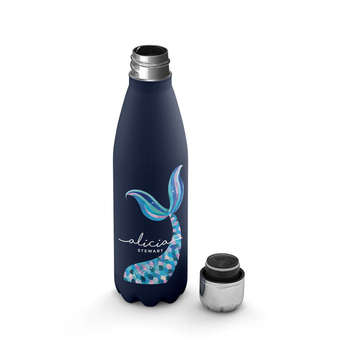 Personalised Water Bottle - Mermaid Tail Fish Scales Purple Blue