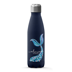 Personalised Water Bottle - Mermaid Tail Fish Scales Purple Blue