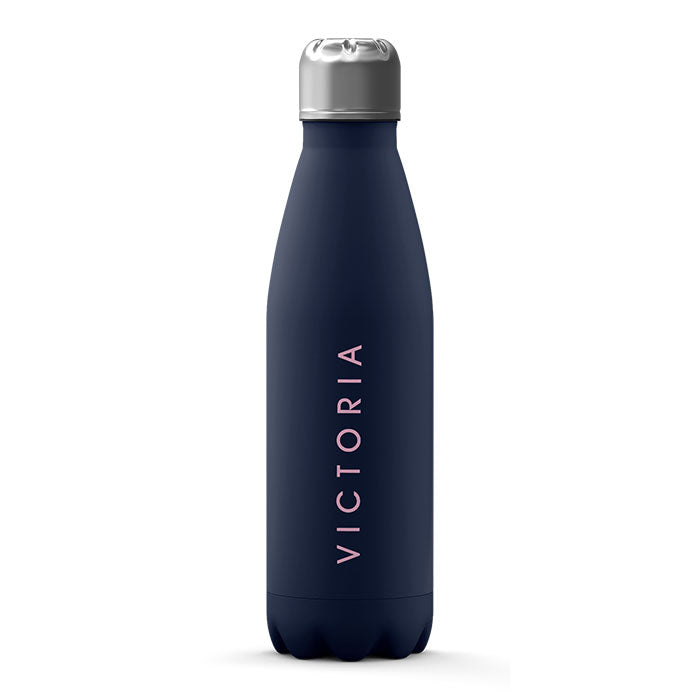 Personalised Water Bottle - Pink Name on Blue