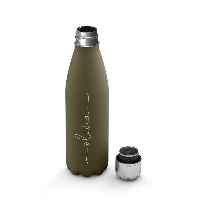 Personalised Water Bottle - Name Handwritten on Army Green