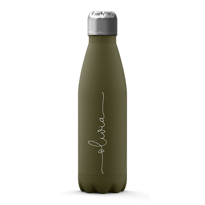 Personalised Water Bottle - Name Handwritten on Army Green