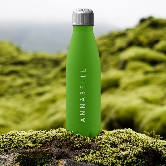 Personalised Water Bottle - Name on Lime Green