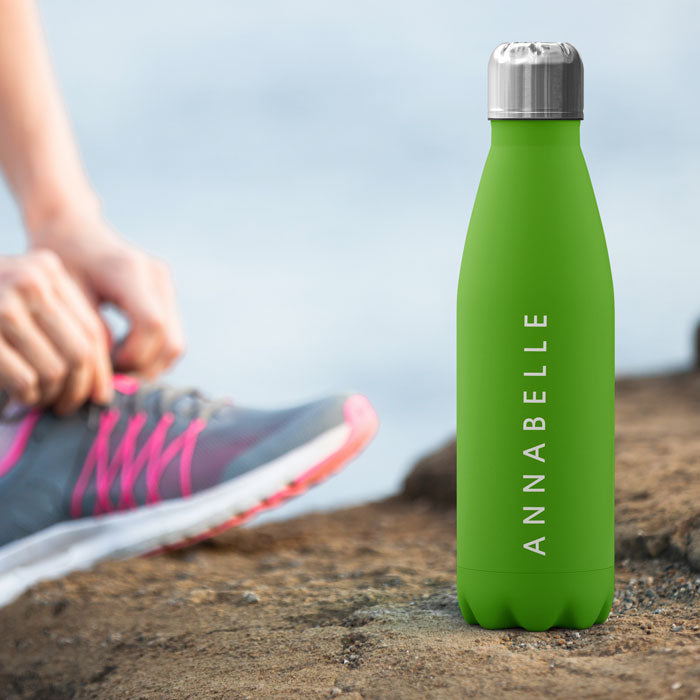 Personalised Water Bottle - Name on Lime Green