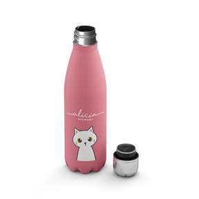 Personalised Water Bottle - Cat Kitten White