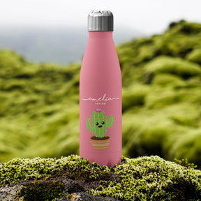 Personalised Water Bottle - Cactus Cacto Potted Kawaii