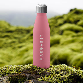 Personalised Water Bottle - Name White on Pink