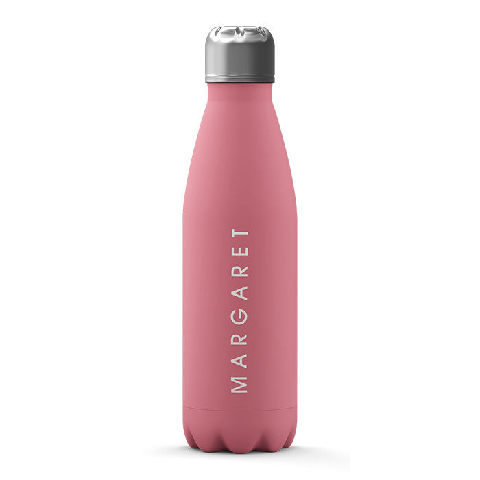 Personalised Water Bottle - Name White on Pink