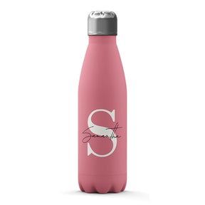 Personalised Water Bottle - White Initial on Pink