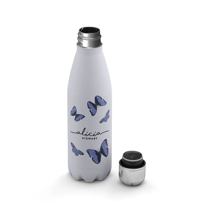 Personalised Water Bottle - Butterflies Blue