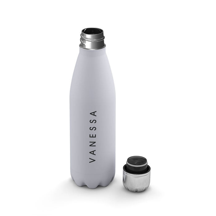 Personalised Water Bottle - Name Black on White