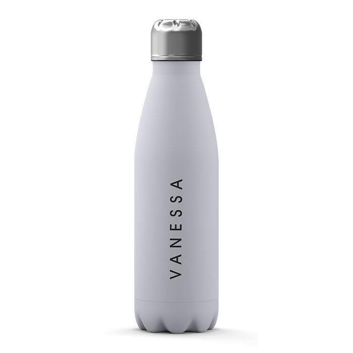 Personalised Water Bottle - Name Black on White