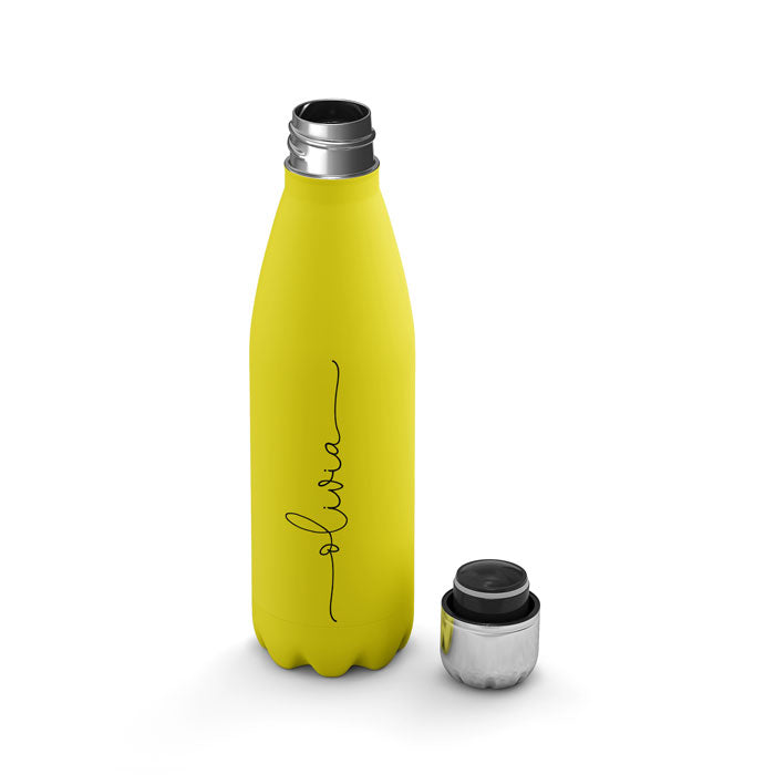 Personalised Water Bottle - Name Handwritten on Yellow