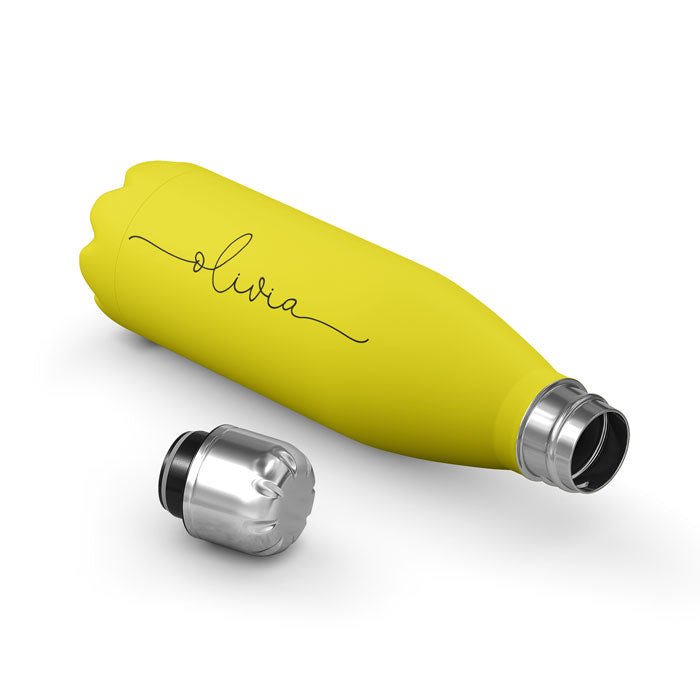 Personalised Water Bottle - Name Handwritten on Yellow