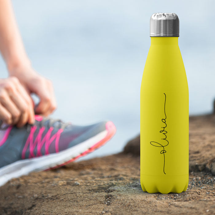 Personalised Water Bottle - Name Handwritten on Yellow