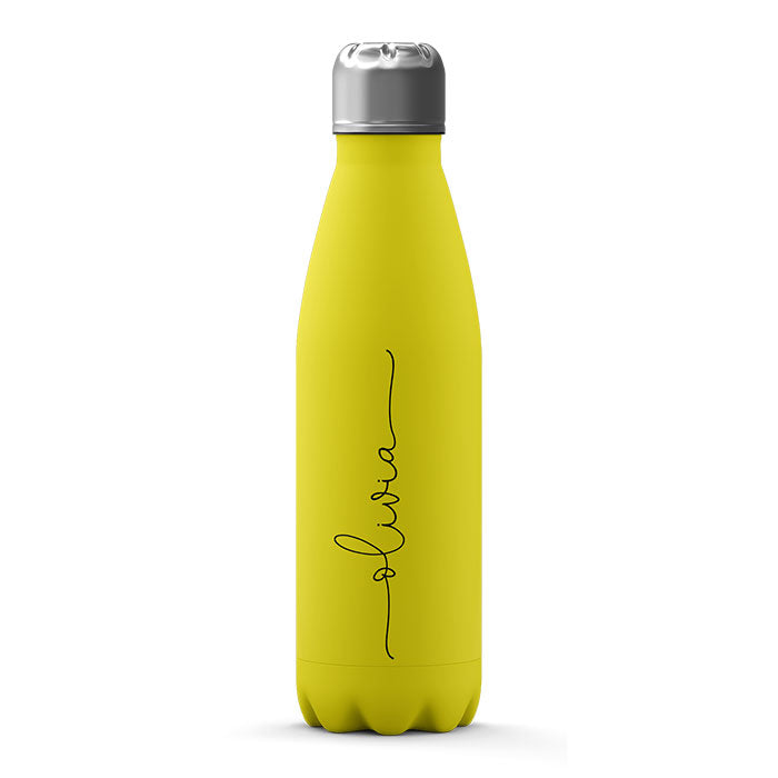 Personalised Water Bottle - Name Handwritten on Yellow