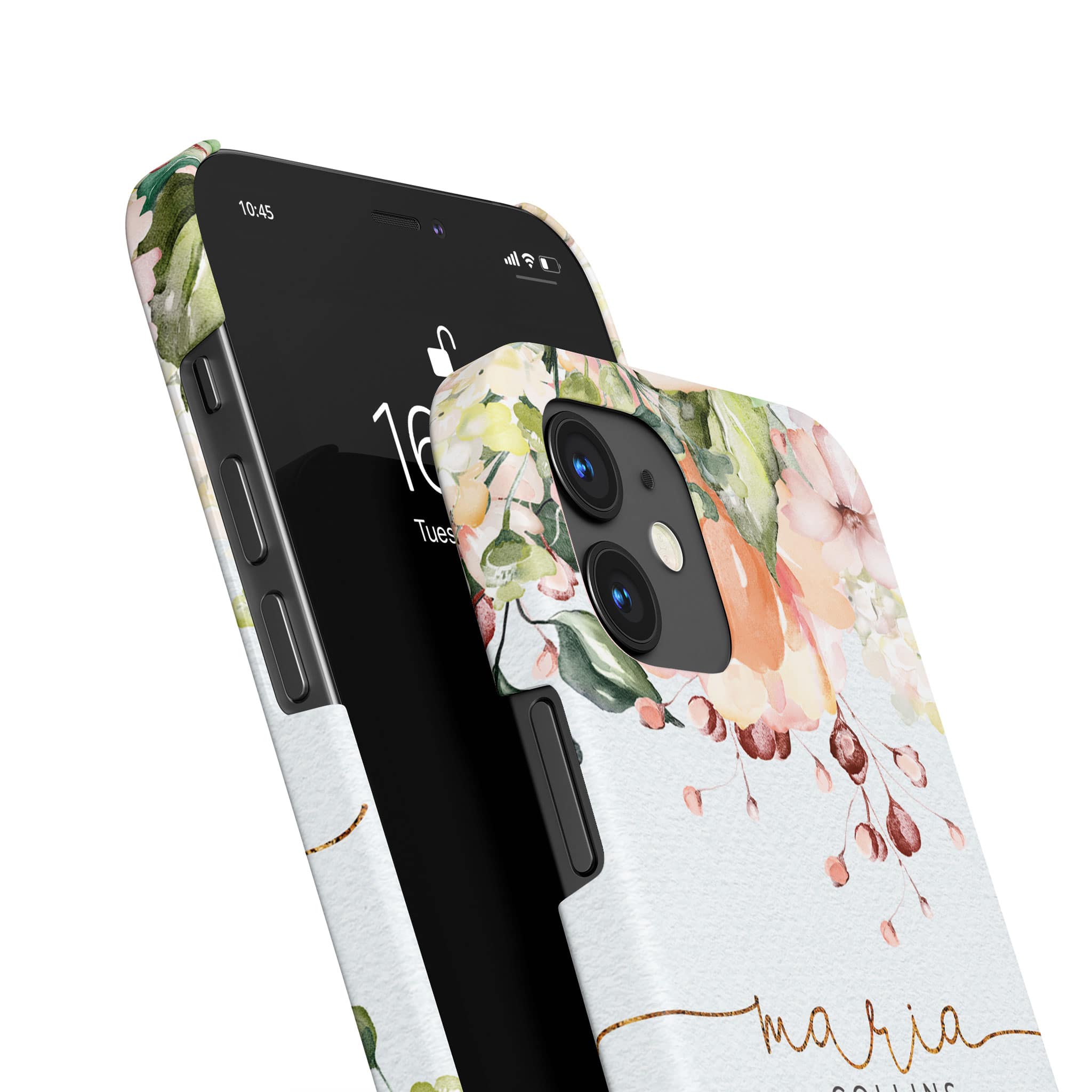 Personalised Hard Phone Case White Floral Roses