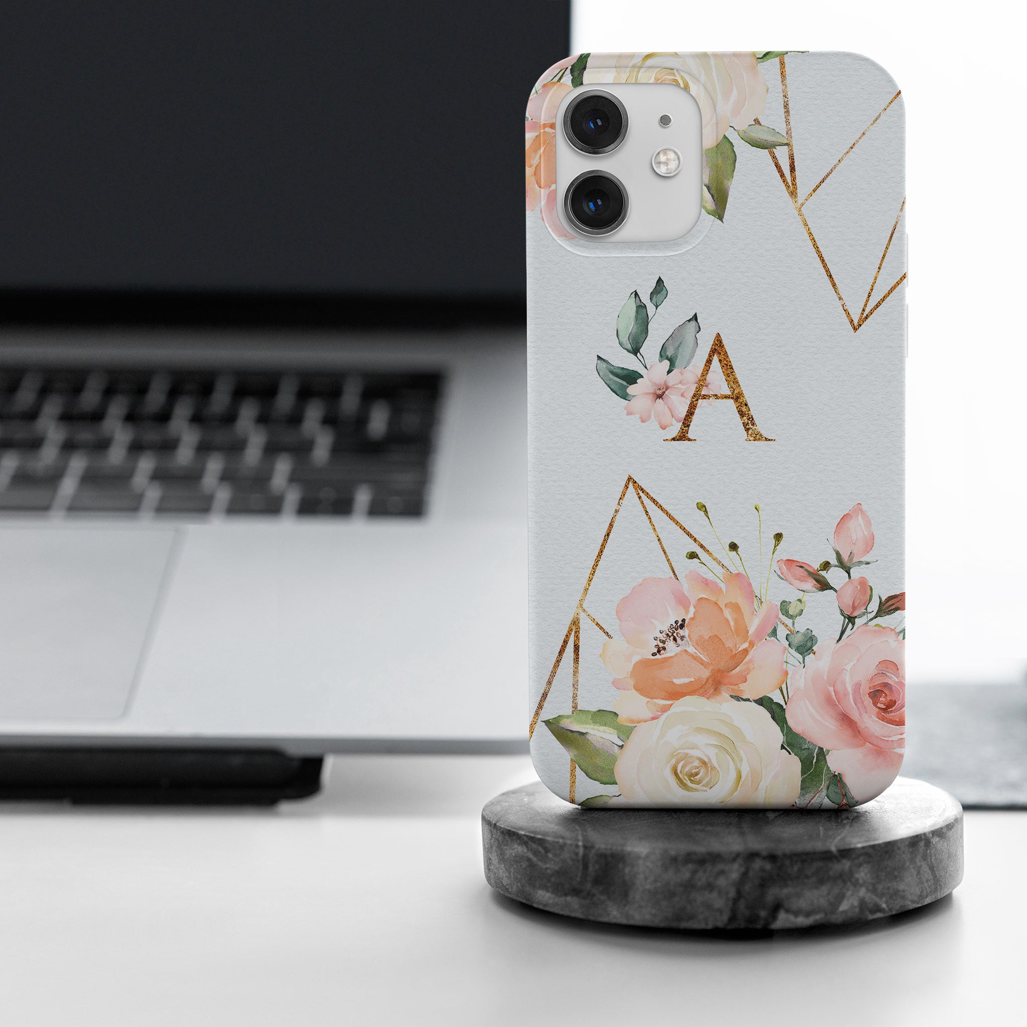 Personalised Hard Phone Case Floral Pink English Roses Bouquets