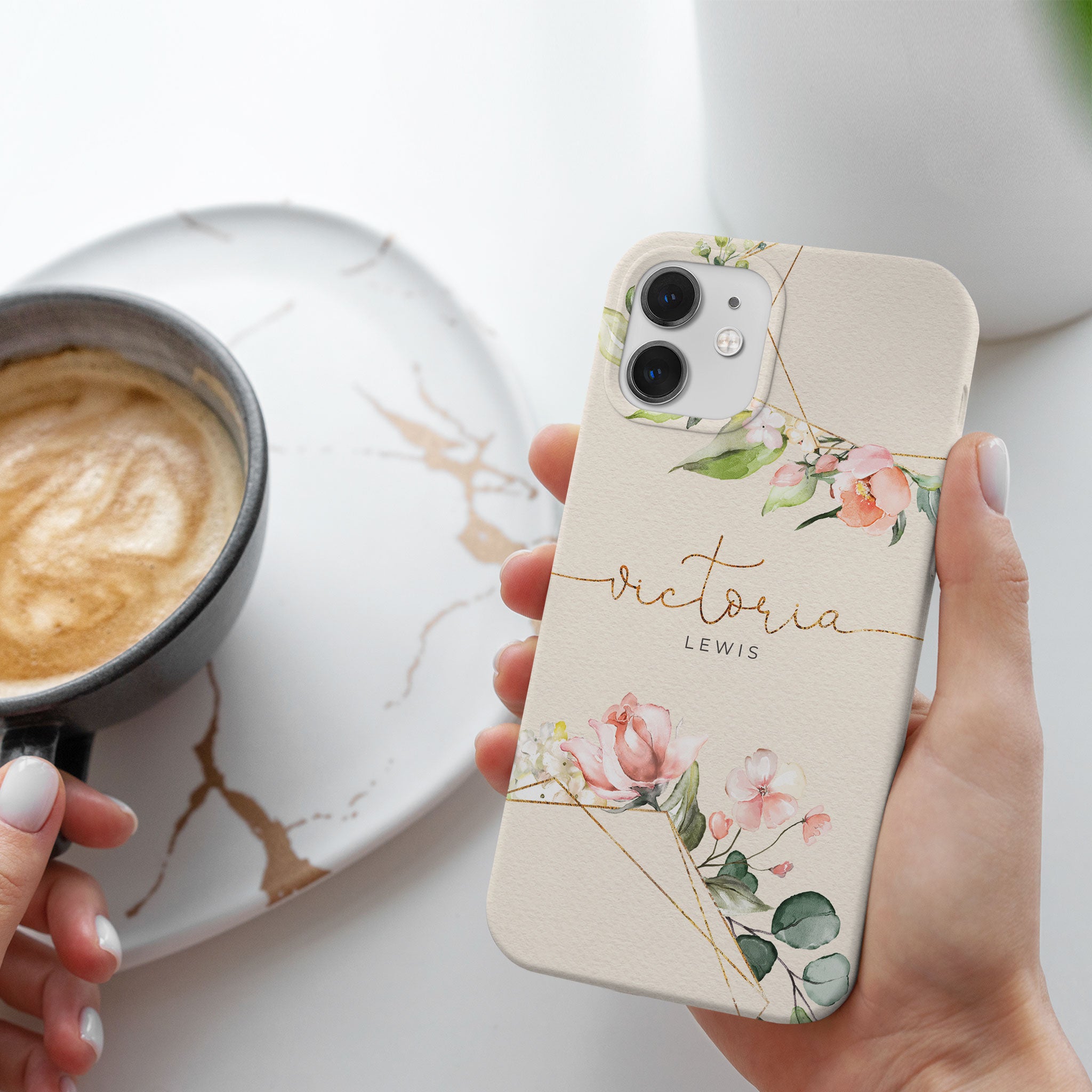 Personalised Hard Phone Case Floral Vintage Shabby Chic Blossom Branch