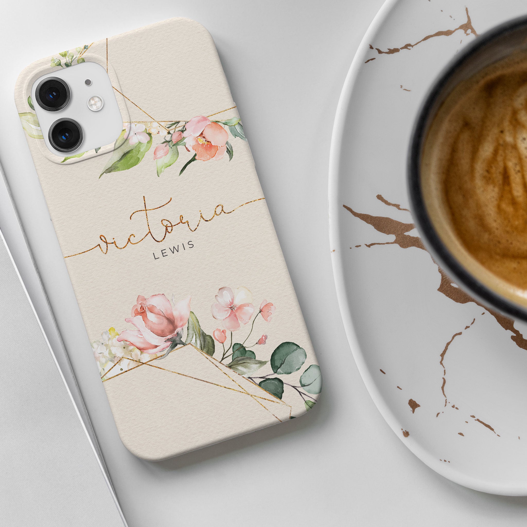 Personalised Hard Phone Case Floral Vintage Shabby Chic Blossom Branch