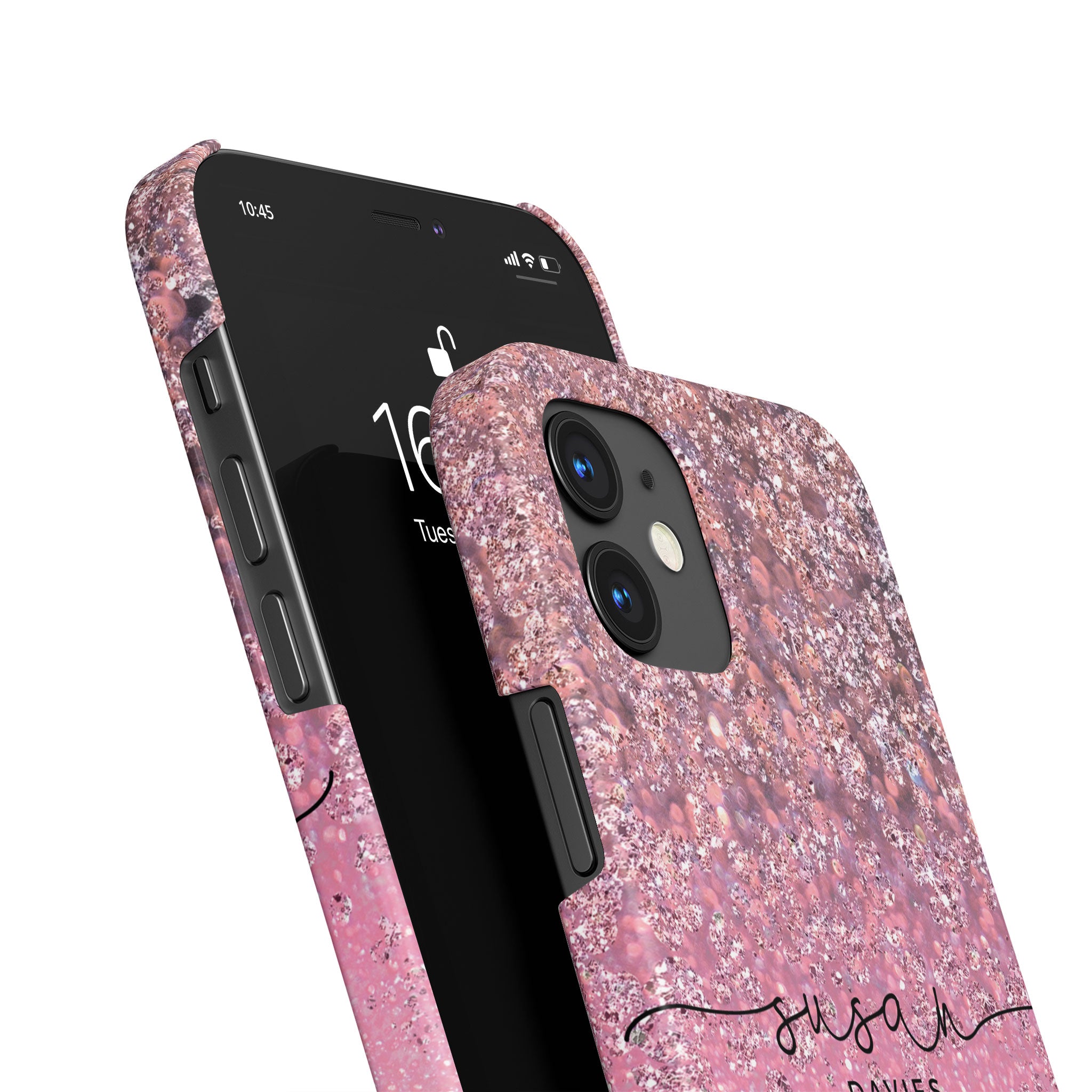 Personalised Hard Phone Case Sequins Pink Gradient Glitter