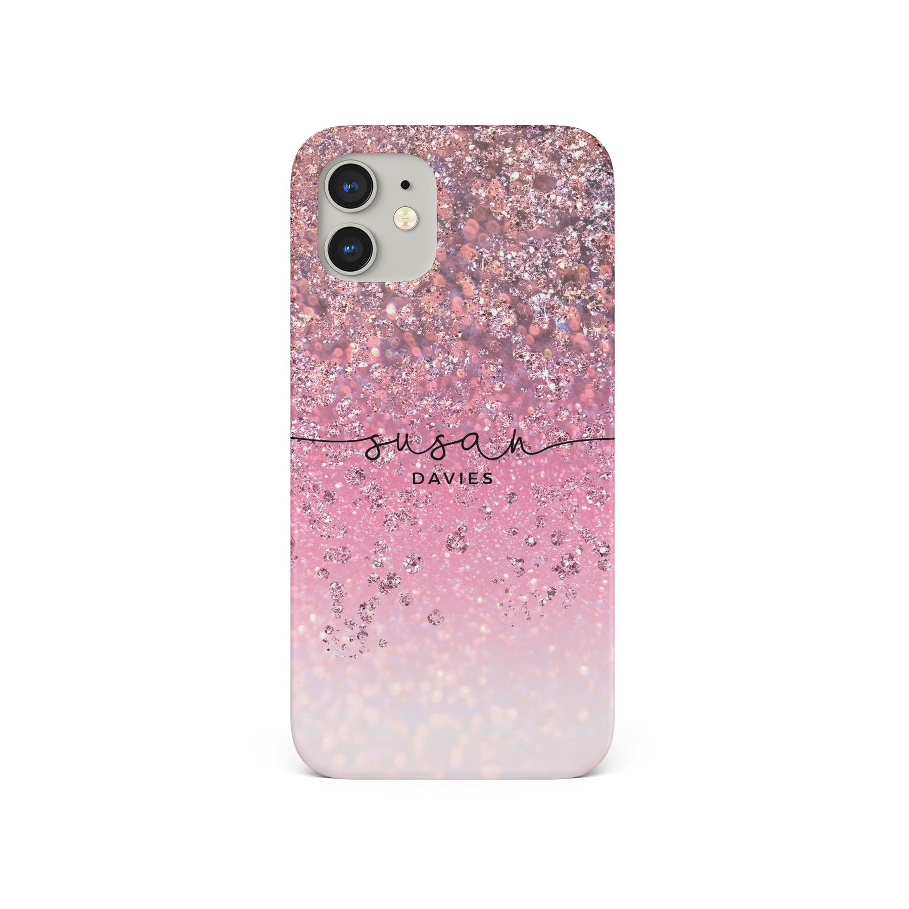 Personalised Hard Phone Case Sequins Pink Gradient Glitter