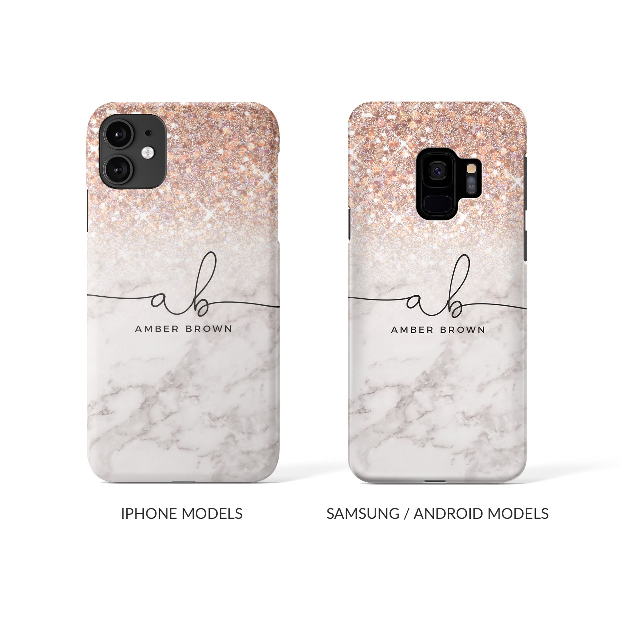 Personalised Hard Phone Case Golden Marble