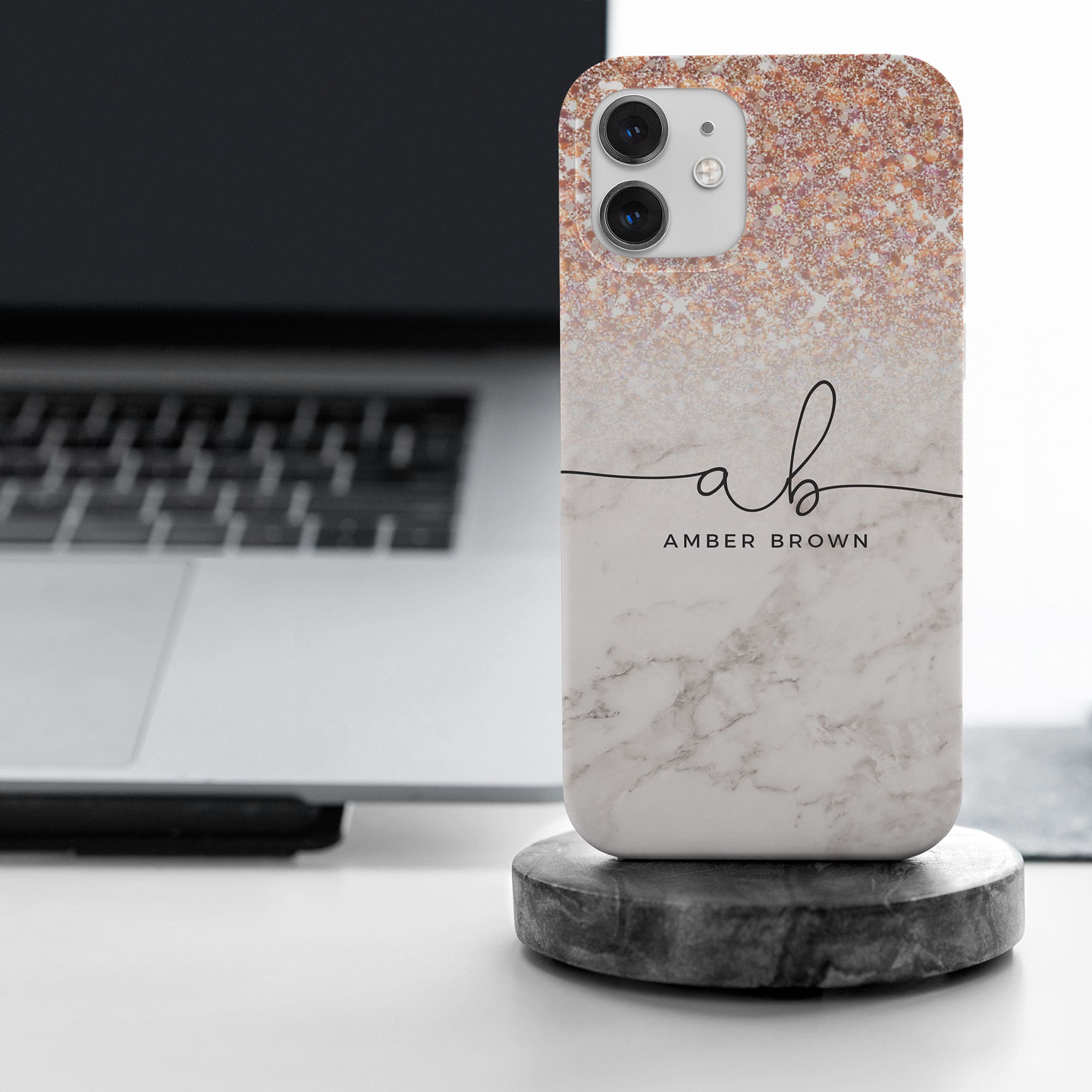 Personalised Hard Phone Case Golden Marble