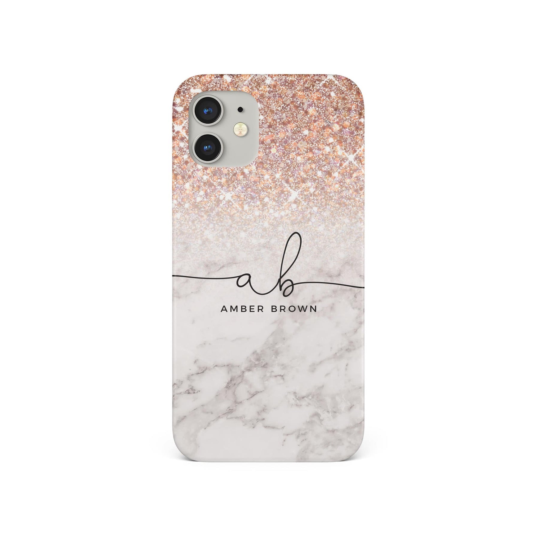 Personalised Hard Phone Case Golden Glitter Marble