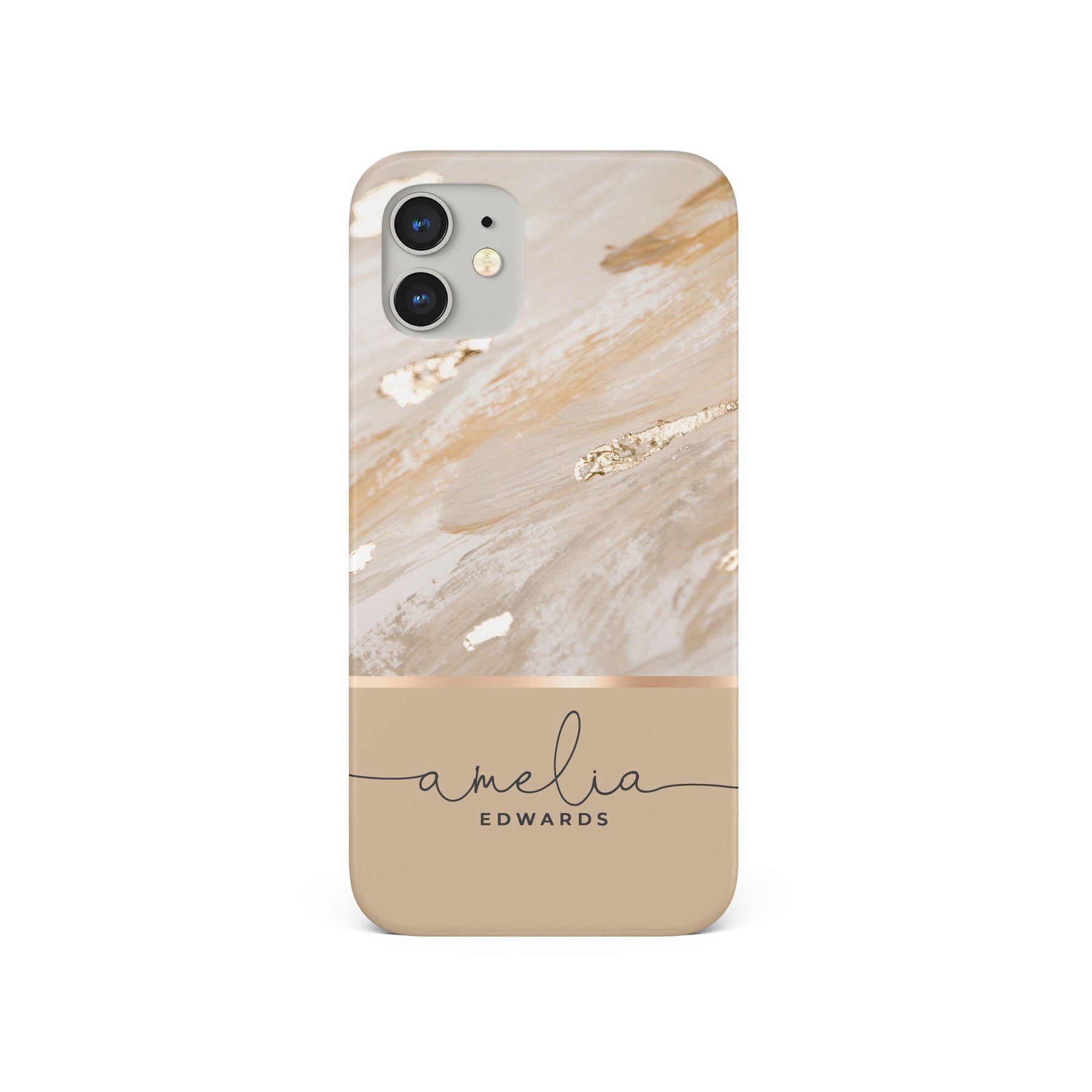 Personalised Hard Phone Case Marble Gold Foil Biedge
