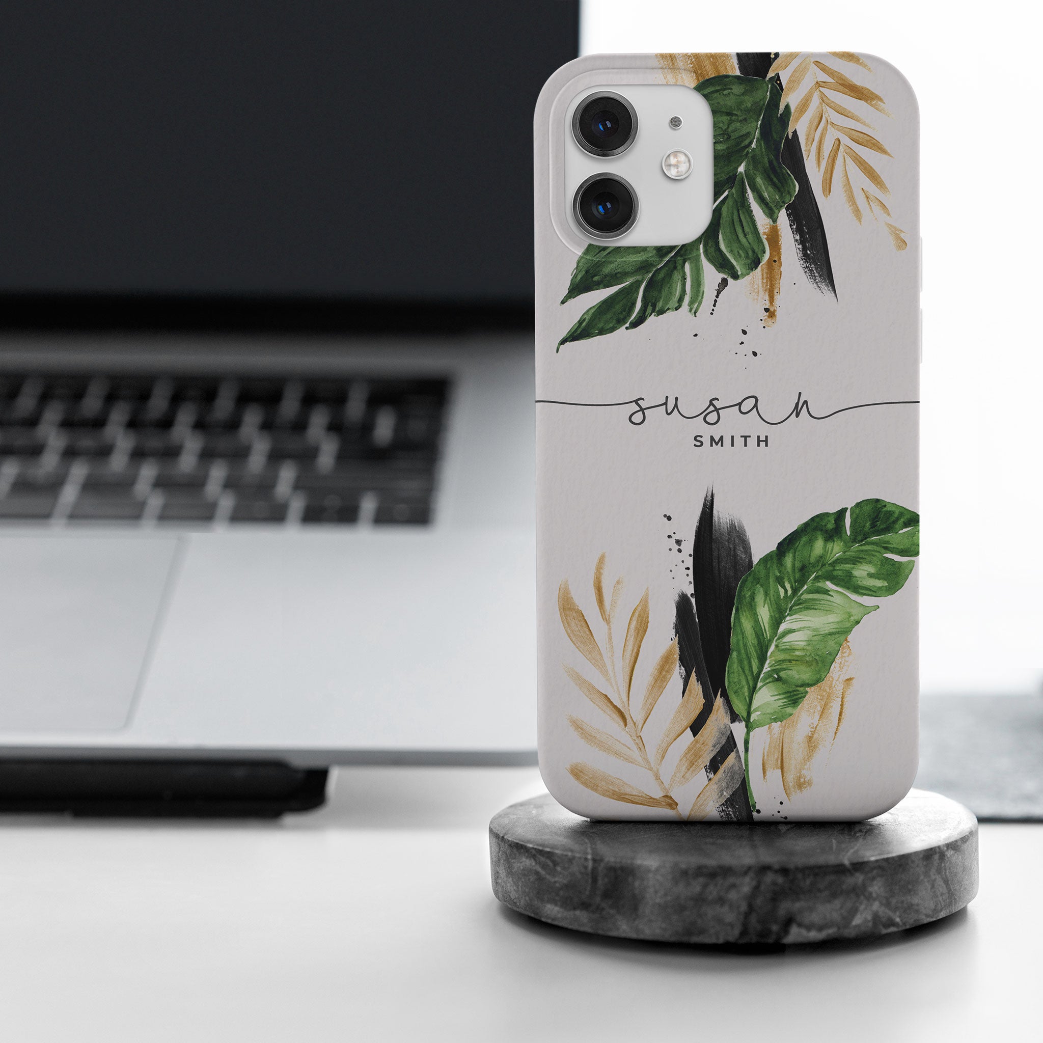 Personalised Hard Phone Case Palm Leaves Tropical Jungle Greenery