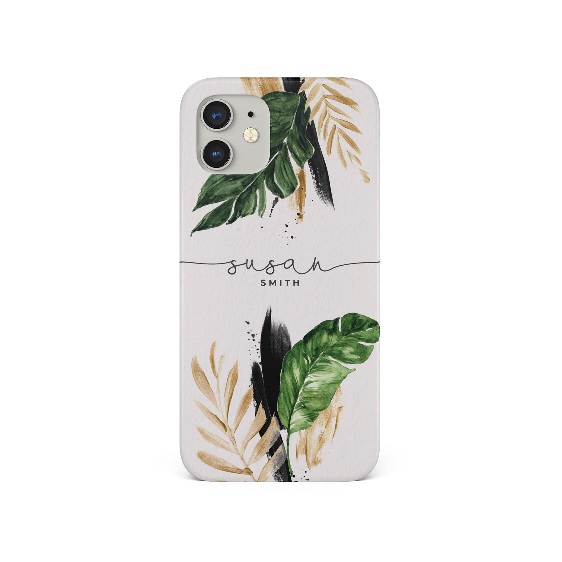 Personalised Hard Phone Case Palm Leaves Tropical Jungle Greenery